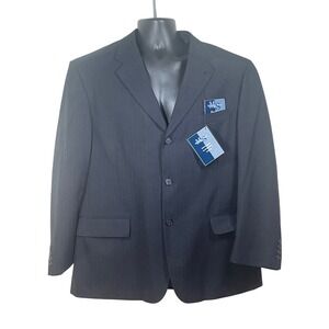 VTG Meeting Street Performance Men 44S Pinstripe Blazer Wool Blend Travel Jacket